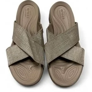 CROCS Women's Sandals in Metallic Tan