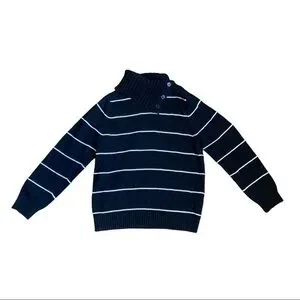 Croft&Barrow Size L Sweater Black White With Side Turtle Neck Collar That Button