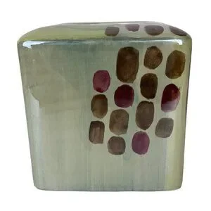 Croscill Minérale Ceramic Tissue Box Cover And Soap Dish Set Hand Painted Green