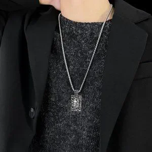 ❤️Cross Stainless Steel Punk Casting Pendant Necklace For Women/men N90201P191
