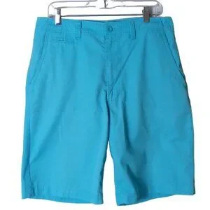 CSG Champs Sports Gear 6 Pocket Aqua Shorts Twill Flat Front Sz 32 Kencore #467