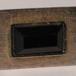Cufflinks Goldtone Rectangular With Faceted Stone