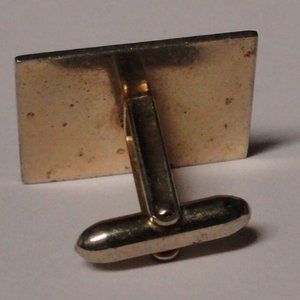 Cufflinks Goldtone Rectangular With Faceted Stone