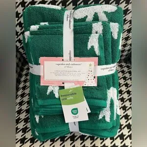 Cupcakes and Cashmere 6 Piece Green Cotton Bath Towel Set