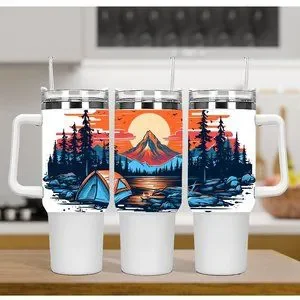 Custom 40 oz Tumbler Colorful Outdoor Camping Mountain View Double-wall …