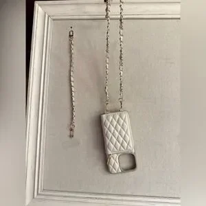 Custype Quilted Cream IPhone 15 Pro Max Crossbody Case W Sunglass Case NWOT