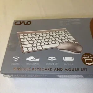 Cylo Wireless Touch Keyboard And Mouse Set Plug & Play Brand-new Open Silver