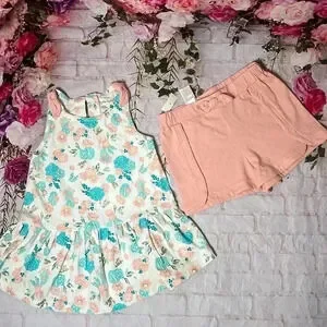 Cynthia Rowley Peplum tank and matching pink shorts girls NWT size 5/6