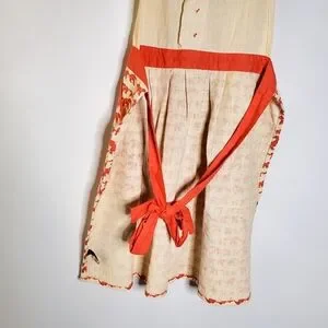 Cynthia Rowley Pink / Natural Elephant Double Tie Apron NWT