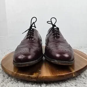 Dack's Burgundy Kangaroo Leather Business Wingtip Oxford Dress Shoe Mens 11
