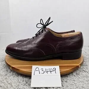 Dack's Burgundy Kangaroo Leather Business Wingtip Oxford Dress Shoe Mens 11