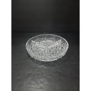 Daisy & Button Vintage Divided Dish French Glass Relish Server Three Part Dish
