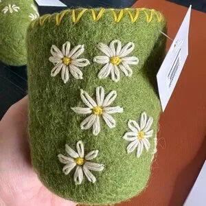 Daisy Fields Felted Beverage Holder Drink Cozy