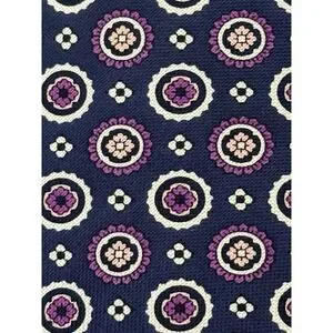 Daniel CREMIEUX 100% Silk Tie Blue Purple White Floral Geometric USA Made EUC