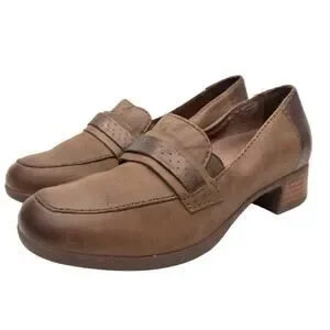 Dansko Lila Taupe Burnished Slip-On Loafers Shoes Size 37 US 7