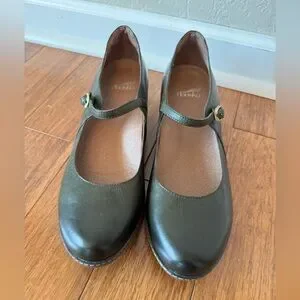 Dansko Women Loralie Comfort Mary Jane Wedge Leather Olive Shoes Sz 40/9.5-10