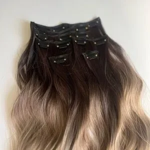 Dark Brown Ashy Blonde Balayage Clip In Hair Extensions