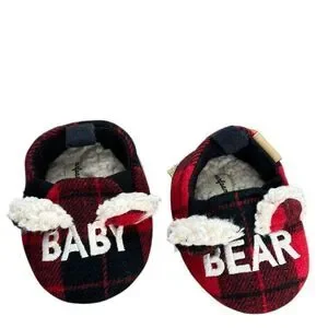 Dearfoams Baby Bear Slippers - Plaid  Size 3-6 Months NWT