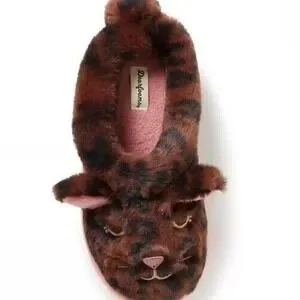 Dearfoams Kids Size 1‎ Slipper Peyton Animal Slip On Clog House Cat Leopard