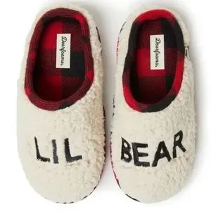 Dearfoams Lil Bear Kids Sherpa Clog Cozy Winter Holiday Christmas Slipper