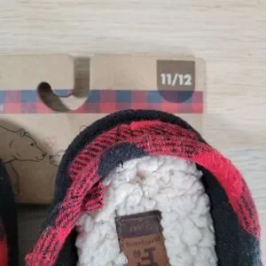 Dearfoams Lil Bear Slippers Kids 11/12 Check Plaid Memory Foam Sodt Warm NWT