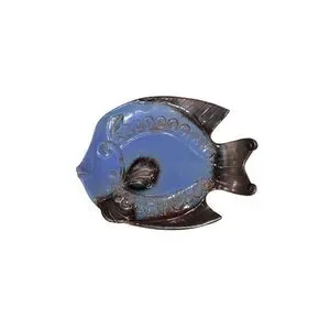 Decorative Ceramic Fish Plate Blue & Gray Glazed Ocean Fish Decor 10 × 8