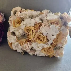 Decorative Rose Floral Bouquet Pillow Bundle Of 2 Purple yellow