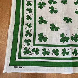 Decorative Vintage Pure Linen Irish Shamrock Tea Towel Wall Hanging Table Runner