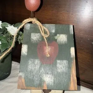 Decorative Wooden Bird House Green Color Features Squares‎ Colors Apple On Top