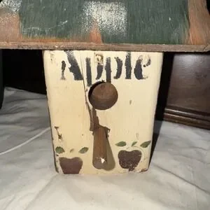 Decorative Wooden Bird House Green Color Features Squares‎ Colors Apple On Top