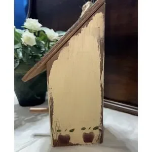 Decorative Wooden Bird House Green Color Features Squares‎ Colors Apple On Top