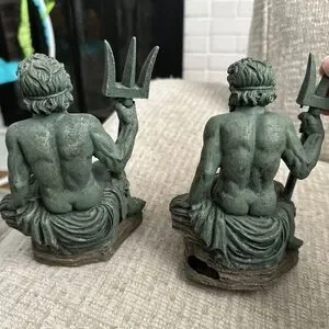 DEEP BLUE DECOCONCEPTS POSEIDON AQUARIUM DECOR 7.5" LOT OF 2 NEW WITH DEFECTS