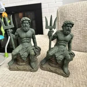 DEEP BLUE DECOCONCEPTS POSEIDON AQUARIUM DECOR 7.5"‎ LOT OF 2 NEW WITH DEFECTS