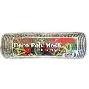 Deluxe Wide Platinum Silver Foil Mesh Ribbon Size 10 Inch X 30 Feet 1 Roll