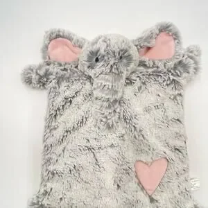 Demdaco Elephant Soft Gray Pink Lovey Luxurious Plush Security Blanket