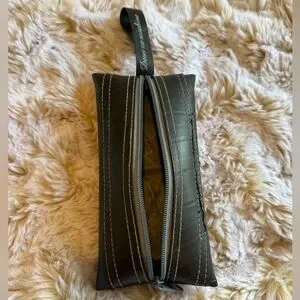 Deus Ex Machine Leather Black Zippered Pouch