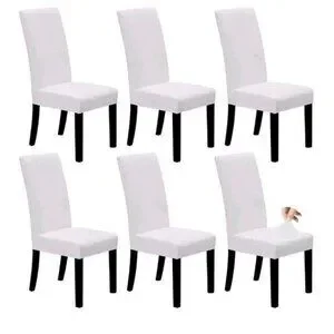 Dining Chair Slip Covers Set Stretch Solid Ceremony Banquet Home White