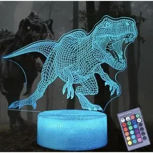 Dinosaur Night Light LAMP 3d Illusion 7 Colors Changing Lamp With Base-4 Dinos
