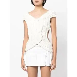 Dion Lee Chunky Cable Knit Cream Vest Size 6