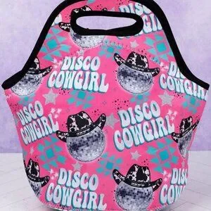 Disco Cowgirl Print Neoprene Lunch Tote NWT