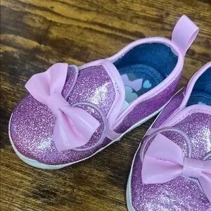 Disney Baby Pink Glitter Shoes With Bow