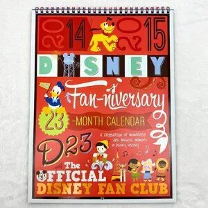 Disney D23 2014 Member Gift Fan-niversary 23 Month Calendar 2014-2015