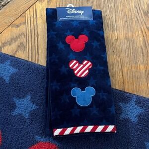 Disney Mickey Mouse Americana Starry Blue Bath Mat & Matching Hand Towel NWT