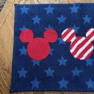 Disney Mickey Mouse Americana Starry Blue Bath Mat & Matching Hand Towel NWT