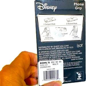 DISNEY MICKEY MOUSE PHONE GRIP KICK STAND BLACK KNOB HANDLE EASEL EAR ACCESSORY