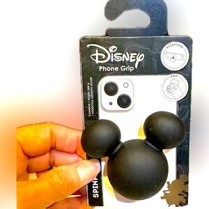 DISNEY MICKEY MOUSE PHONE GRIP KICK STAND BLACK KNOB HANDLE EASEL EAR ACCESSORY