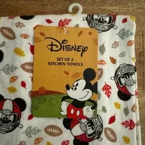 Disney Mickey Mouse Set Of 2 100% Cotton 16x26 Inches Kitchen Towels Football