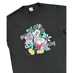 Disney Mickey Mouse With Easter Bunny Rabbit Bring On Spring Shirt Size L