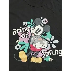 Disney Mickey Mouse With Easter Bunny Rabbit Bring On Spring Shirt Size L