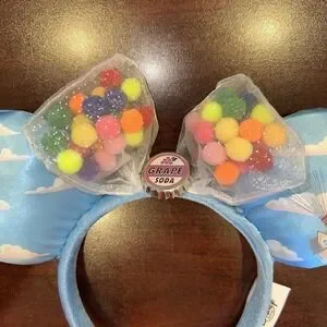 Disney Parks Pixar UP Clouds Flying House Minnie Ears Headband Grape Soda Badge